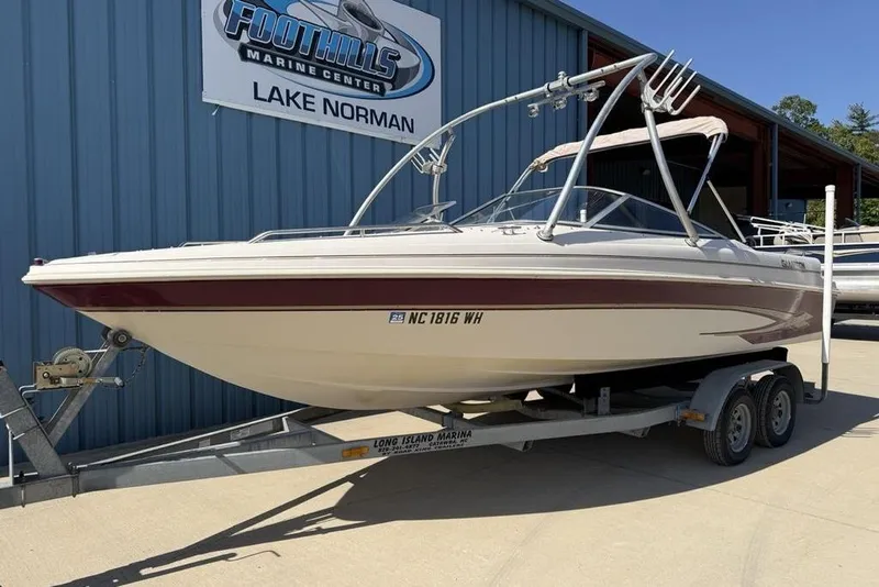 Slide: The Image of 1999 Glastron GT 225 boat on trailer at Foothills Marine Center, Lake Norman. - 3