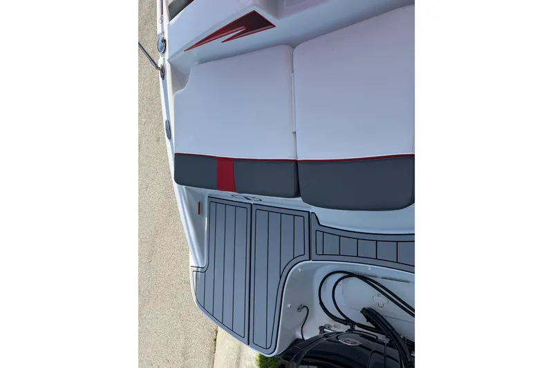 Slide: The Image of 2023 Tahoe T18 boat interior with sleek seating and modern design. - 31