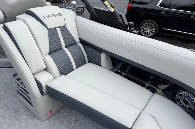 Slide: The Image of Luxurious seating on 2026 Harris Grand Mariner 250 CWDH pontoon boat, featuring elegant design. - 14
