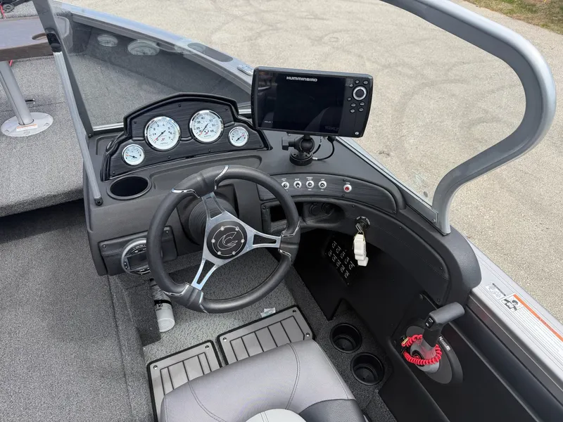 Slide: The Image of Interior view of 2021 Crestliner 1750 Super Hawk cockpit. - 10