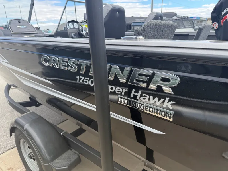 Slide: The Image of 2021 Crestliner 1750 Super Hawk Platinum Edition boat on trailer. - 4