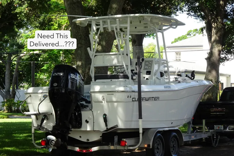 Slide: The Image of 2021 Clearwater 2200 Center Console boat on trailer, ready for delivery. - 3