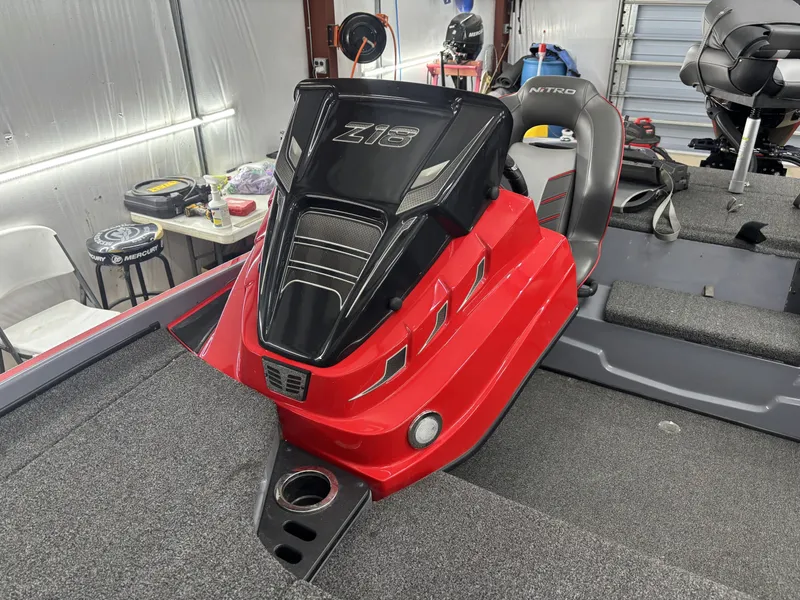 Slide: The Image of 2023 Nitro Z18 Pro boat inside a workshop. - 16