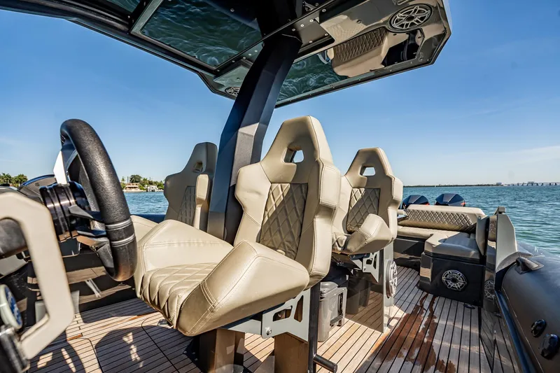 Slide: The Image of Luxurious interior of 2023 Skipper-BSK 38NC boat with plush seating and modern design. - 106