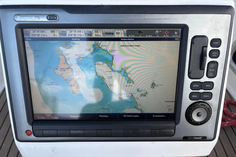 Slide: The Image of Navigation system on a 2010 Beneteau Oceanis 46 sailboat, displaying a nautical chart. - 14