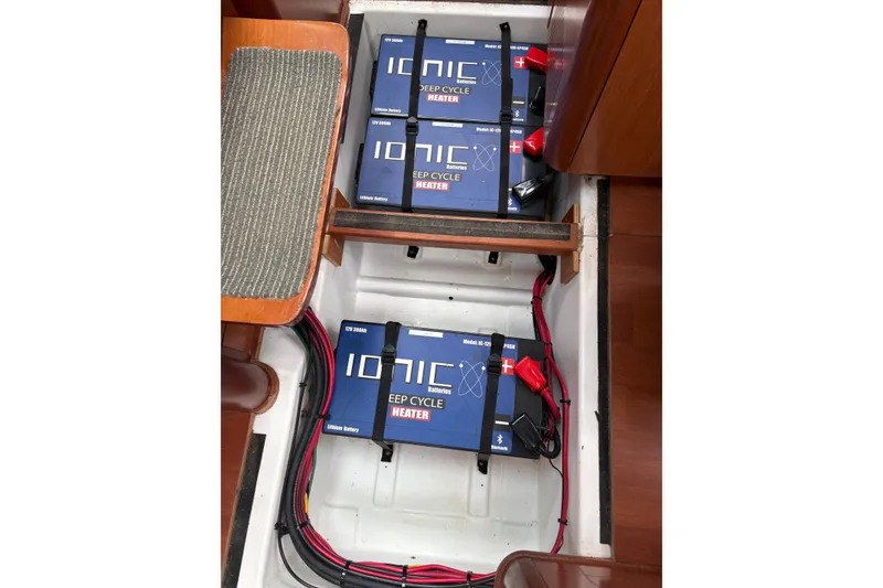Slide: The Image of Lithium batteries installed in a 2010 Beneteau Oceanis 46 yacht. - 28
