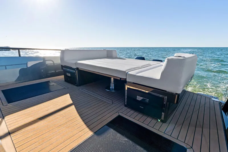 Slide: The Image of Luxury deck of 2026 XO EXPLR 44 yacht with ocean view. - 10