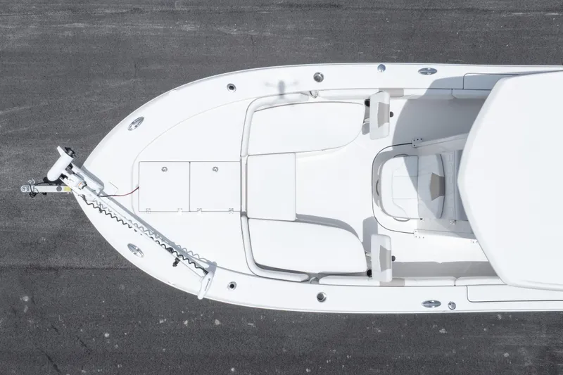 Slide: The Image of Top view of 2024 Robalo 246 Cayman boat, showcasing sleek design and seating layout. - 50