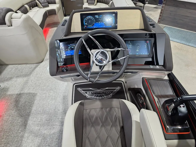 Slide: The Image of Interior of 2026 Bennington 25QFB ESP TRI PB with modern dashboard. - 18