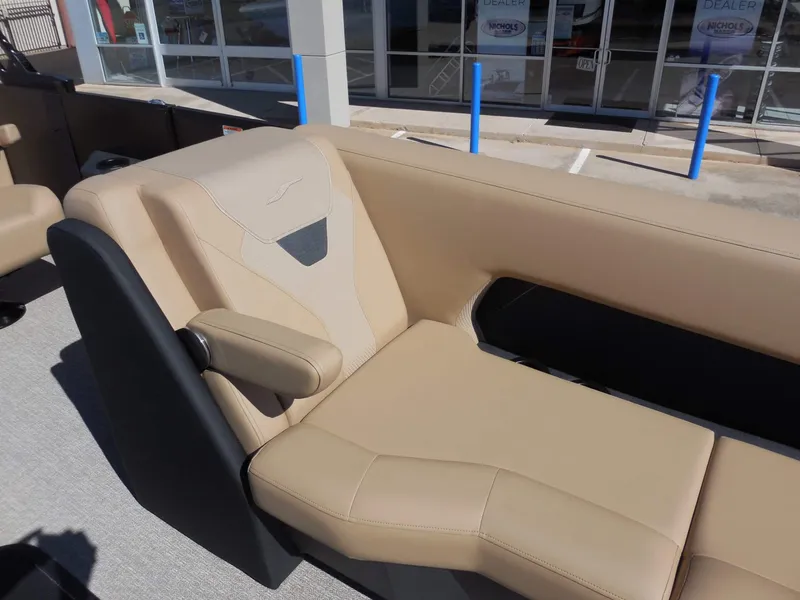 Slide: The Image of The image shows a luxurious seat in a modern boat. - 15