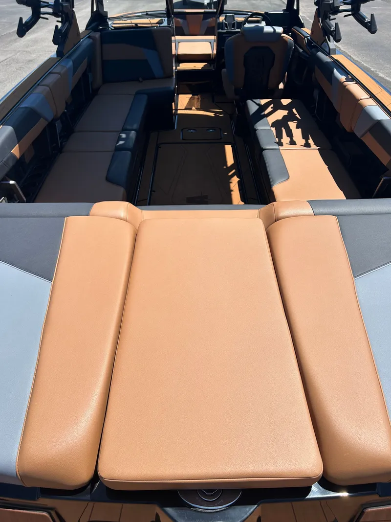 Slide: The Image of Interior of Axis T250 boat, 2026 model, featuring brown leather seats. - 3