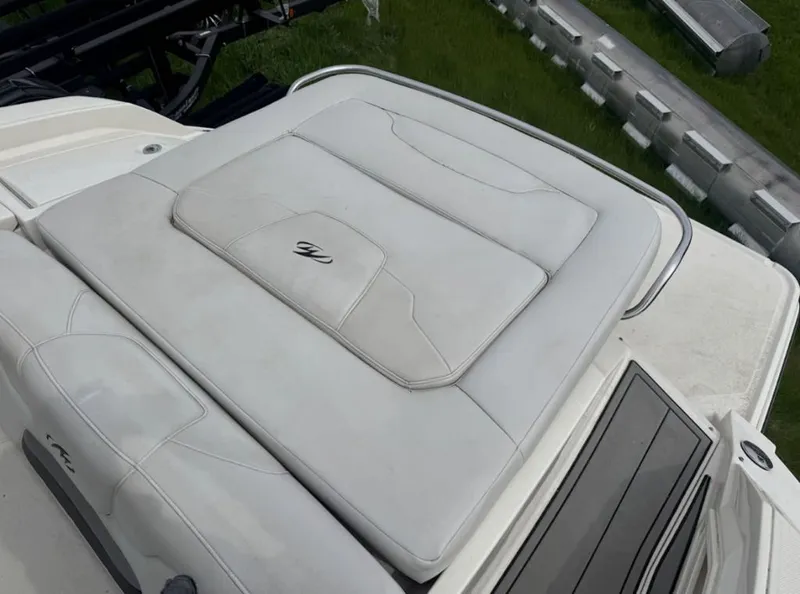 Slide: The Image of 2011 Monterey 328SS Super Sport boat upholstery in white. - 16