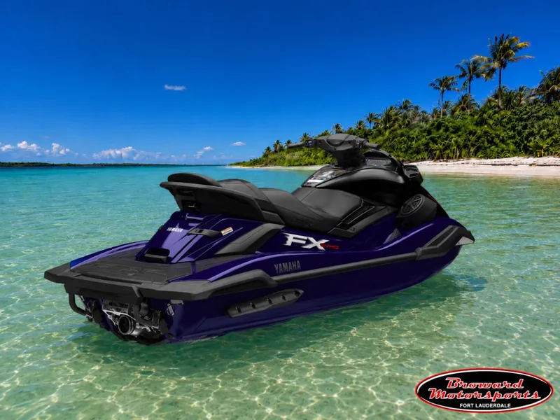 Slide: The Image of A 2026 Yamaha WaveRunner FX SVHO® on clear turquoise water near a tropical island. - 10