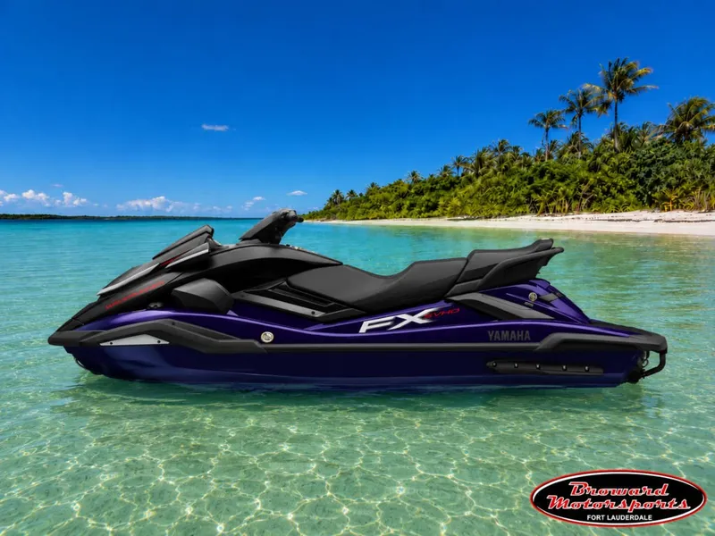 Slide: The Image of A Yamaha WaveRunner FX SVHO® 2026 floats in clear turquoise water near a tropical island. - 6