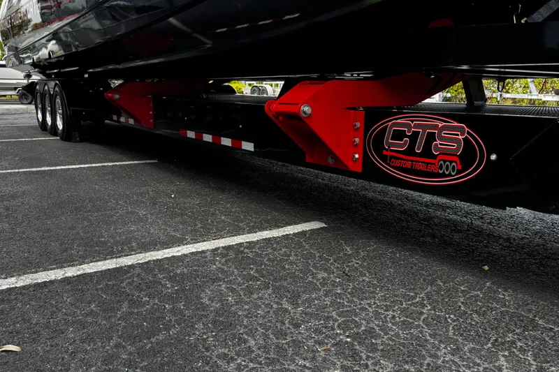 Slide: The Image of Trailer for 2025 Performance Powerboats P420, featuring CTS Custom Trailers branding. - 32