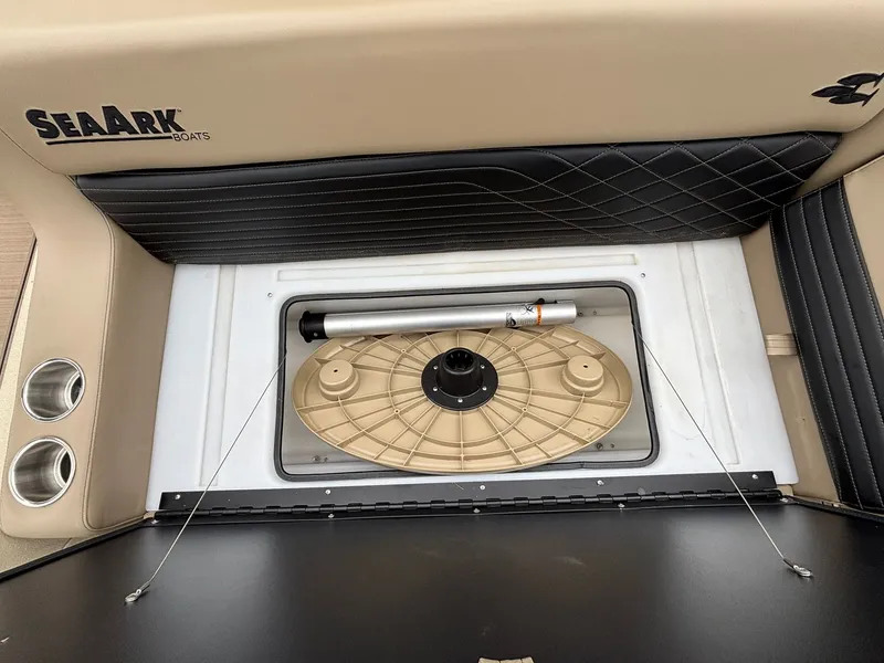 Slide: The Image of Interior view of SeaArk Easy Cat 2026 with storage compartment. - 16