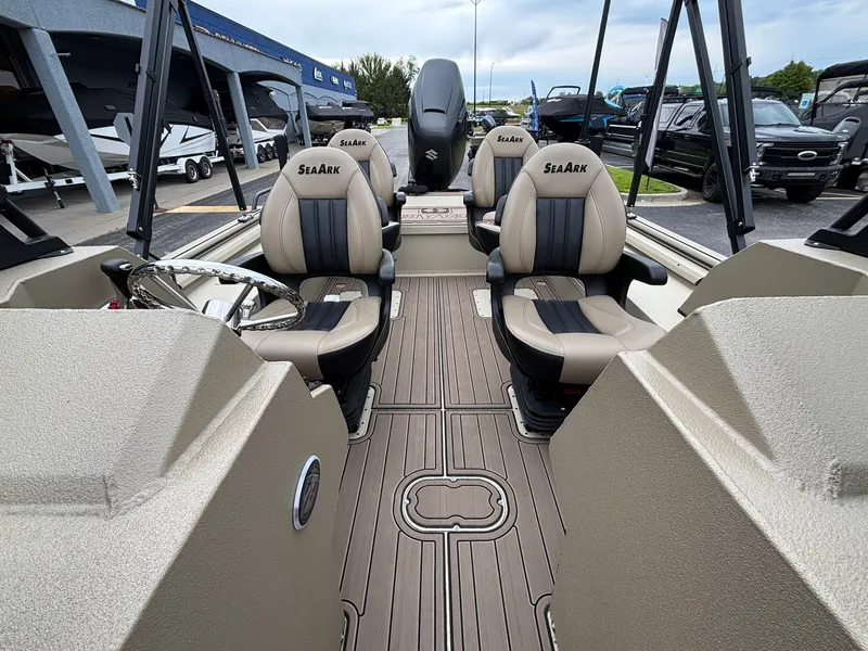 Slide: The Image of Interior view of 2026 SeaArk Easy Cat with luxurious seating. - 20