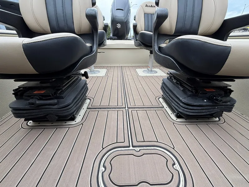Slide: The Image of Interior of 2026 SeaArk Easy Cat with cushioned seats. - 21