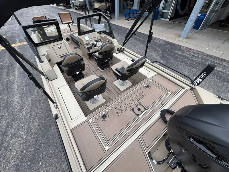 Slide: The Image of Interior view of SeaArk Easy Cat 2026 boat with four seats. - 33