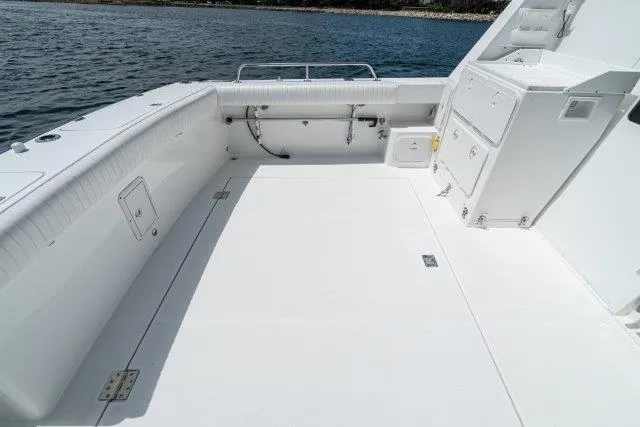 Slide: The Image of Spacious deck of 2011 Skipjack 300 Flybridge boat with storage compartments. - 33