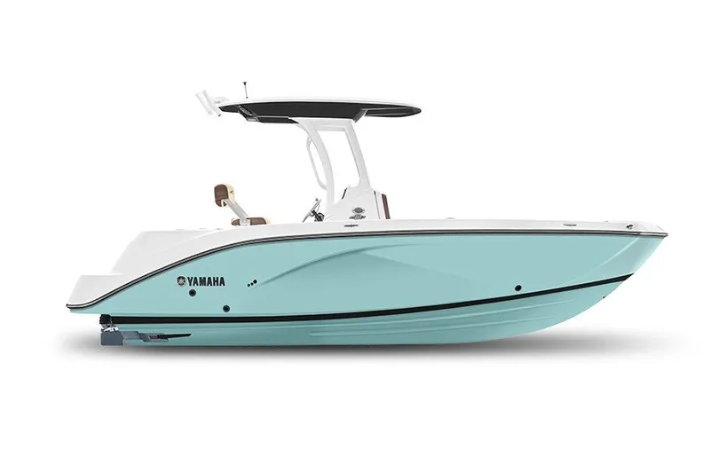 Slide: The Image of Manufacturer Provided Image: 2026 Yamaha Boats 222 FSH Sport E, sleek design, light blue hull, side view. - 40