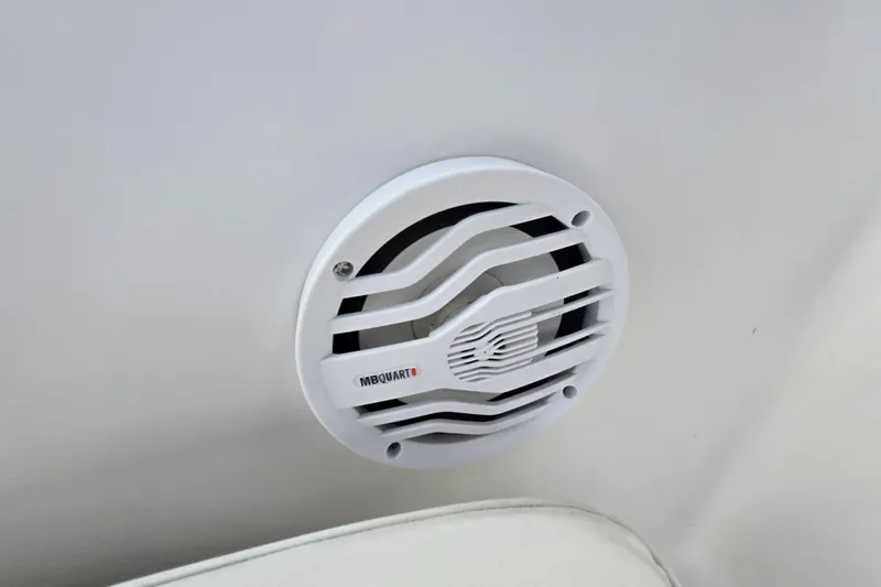 Slide: The Image of White MB Quart speaker on a 1994 Sea Pro 190 Dual Console boat. - 15