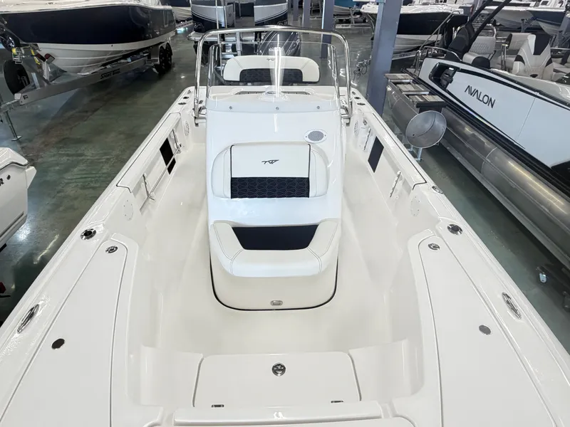 Slide: The Image of 2026 Tidewater 2110 Bay Max boat in showroom. - 15