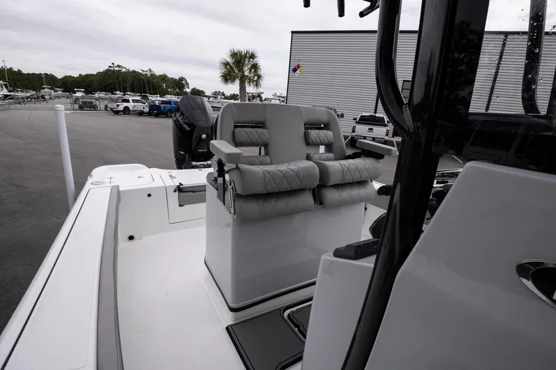 Slide: The Image of 2026 Blazer Bay Makaira 2600 boat interior with luxurious seating and modern design. - 11