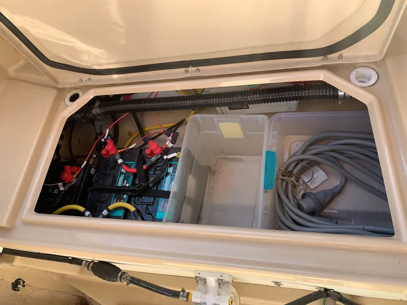 Slide: The Image of Battery compartment of 2018 Ranger Tugs R-23 boat. - 40