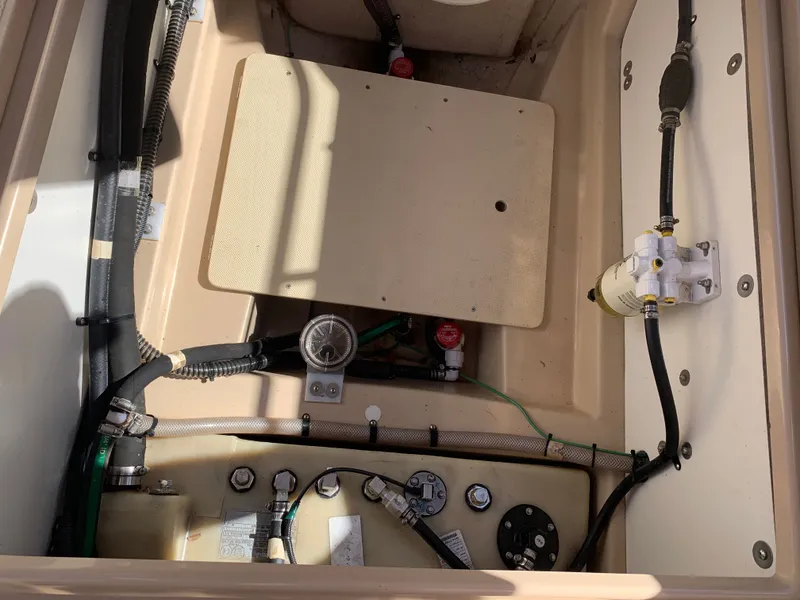 Slide: The Image of Interior view of 2018 Ranger Tugs R-23 boat engine. - 41