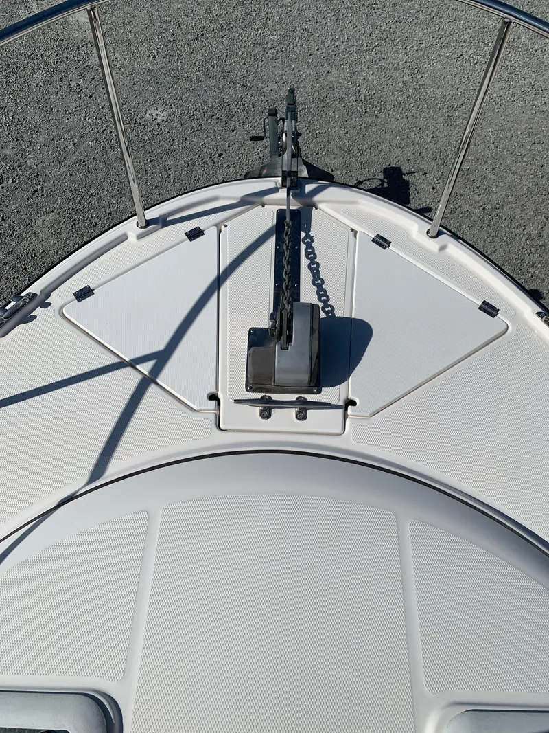 Slide: The Image of Bow view of a 2018 Ranger Tugs R-23 boat. - 49
