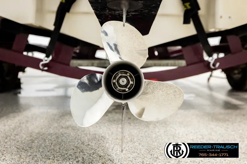 Slide: The Image of Close-up of a 2016 Tahoe 450 TS boat propeller on a trailer. - 40