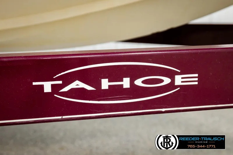 Slide: The Image of 2016 Tahoe 450 TS boat trailer with logo and Reeder-Trausch Marine branding. - 45