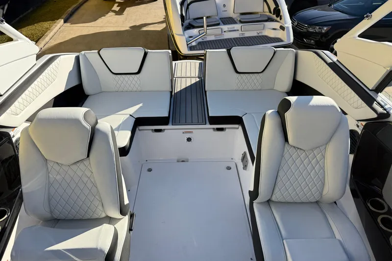 Slide: The Image of Luxurious interior of 2026 Yamaha Boats 222SD with stylish seating and modern design. - 30