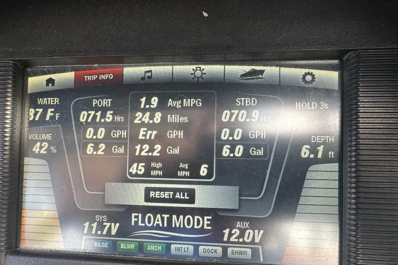 Slide: The Image of Yamaha Boats 2017 242 Limited S dashboard displaying trip information and system metrics. - 26