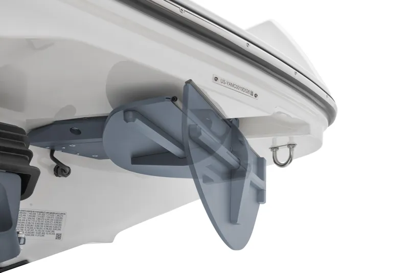 Slide: The Image of 2026 Yamaha Boats 222XD hull detail with advanced steering mechanism. - 12