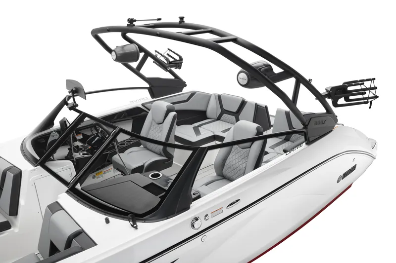 Slide: The Image of 2026 Yamaha Boats 222XD interior with sleek seating and modern design features. - 8