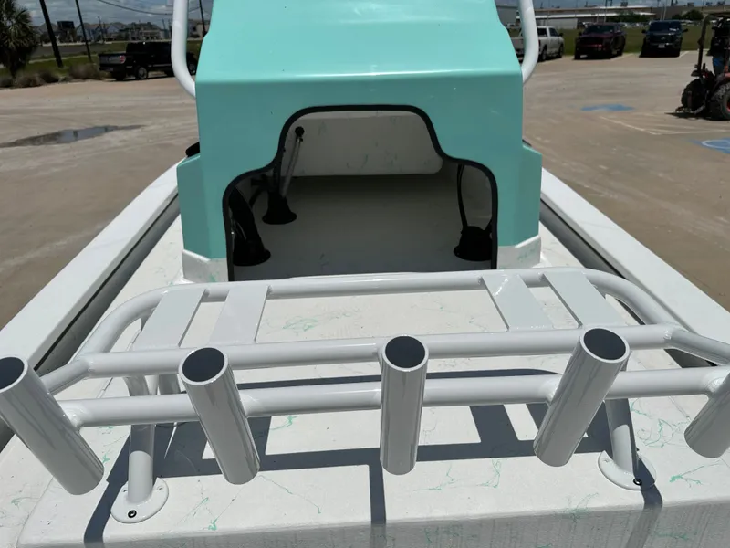 Slide: The Image of Shoalwater 23' Catamaran 2026 with fishing rod holders on deck. - 18