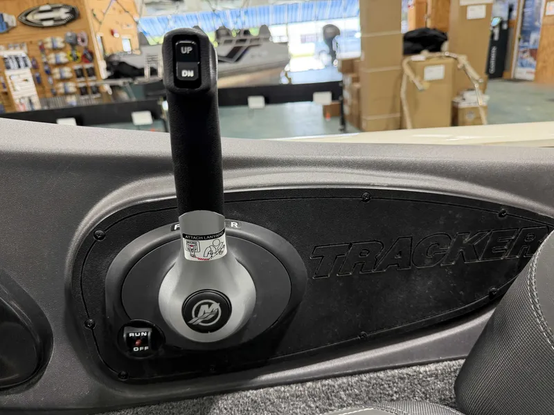 Slide: The Image of 2019 Tracker Pro Team 195 TXW boat control interior. - 17
