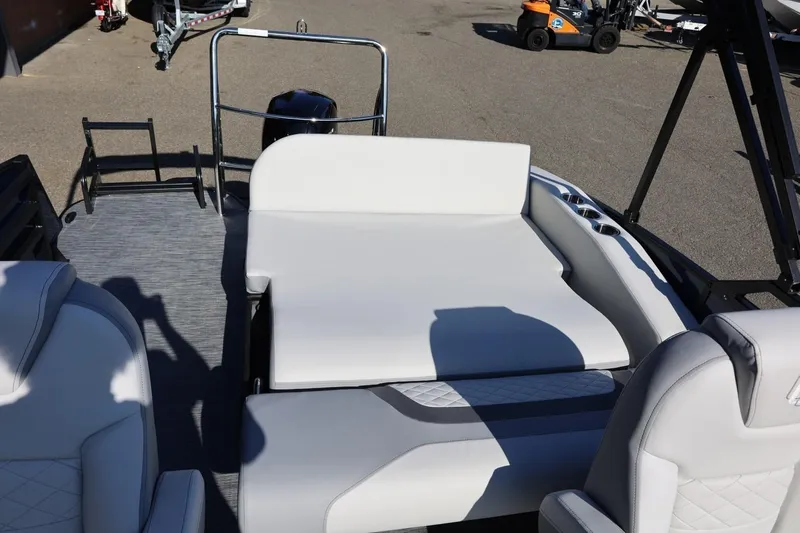Slide: The Image of 2026 Lowe SS 230 CL boat interior with white seating and modern design. - 20