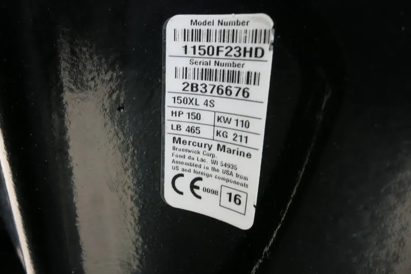 Slide: The Image of Label on 2017 Sea Ray SPX 190 Outboard, showing model and serial numbers. - 22