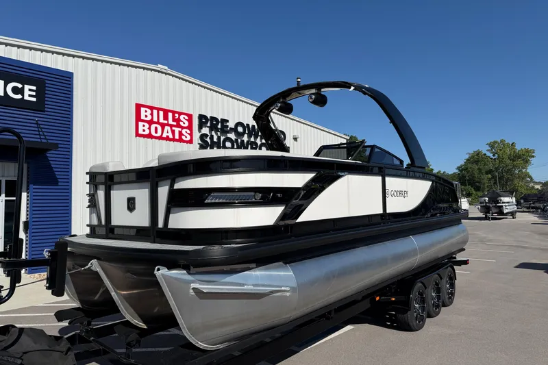 Slide: The Image of 2024 Godfrey Sanpan 2500 DFLW pontoon boat at Bill's Boats showroom. - 3