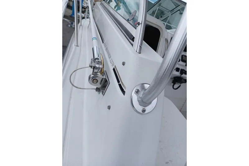 Slide: The Image of 2008 Glacier Bay 2270 Isle Runner boat detail with railing and hardware. - 9