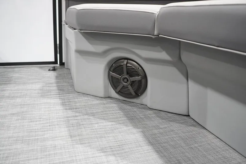Slide: The Image of 2026 Lowe LS 190 boat interior with speaker and cushioned seating. - 35