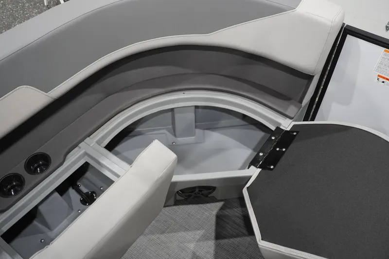 Slide: The Image of Interior view of 2026 Lowe LS 190 boat with storage compartment and seating. - 41