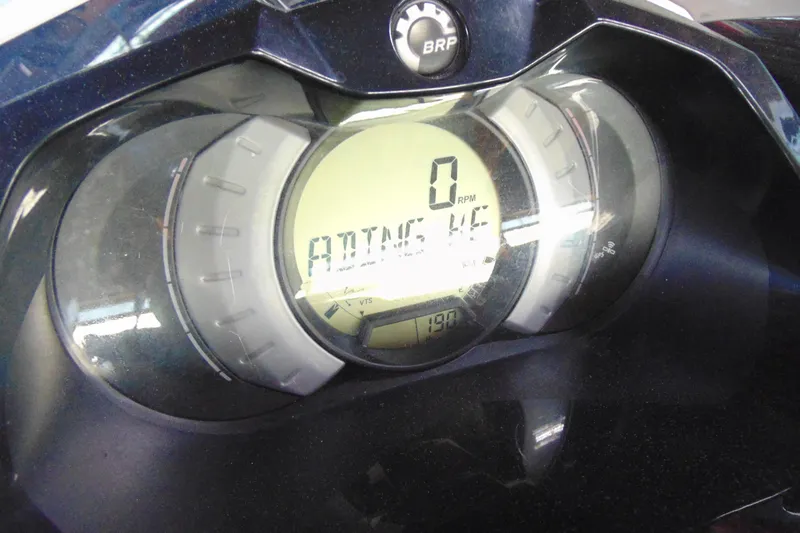 Slide: The Image of Dashboard of a 2016 Sea-Doo GTI SE 130 showing RPM and settings. - 10