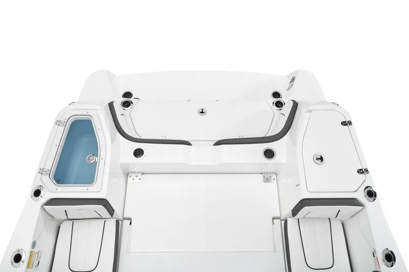 Slide: The Image of 2026 Yamaha Boats 252 FSH Sport deck layout with storage compartments and seating. - 8