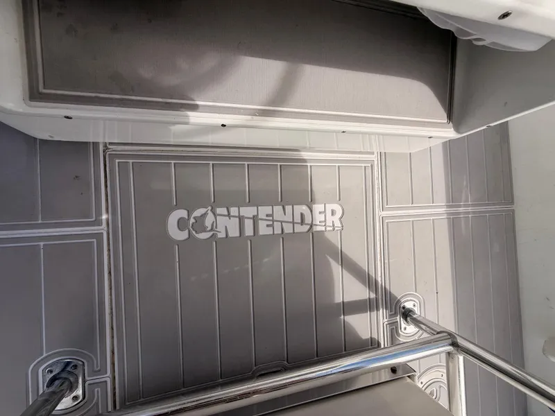 Slide: The Image of Contender 27 Tournament boat floor with logo, year 2001. - 23
