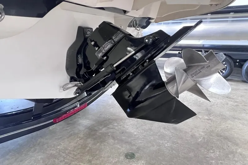 Slide: The Image of Close-up of 2007 Monterey 248LS Montura Bowrider boat propeller and stern drive. - 38