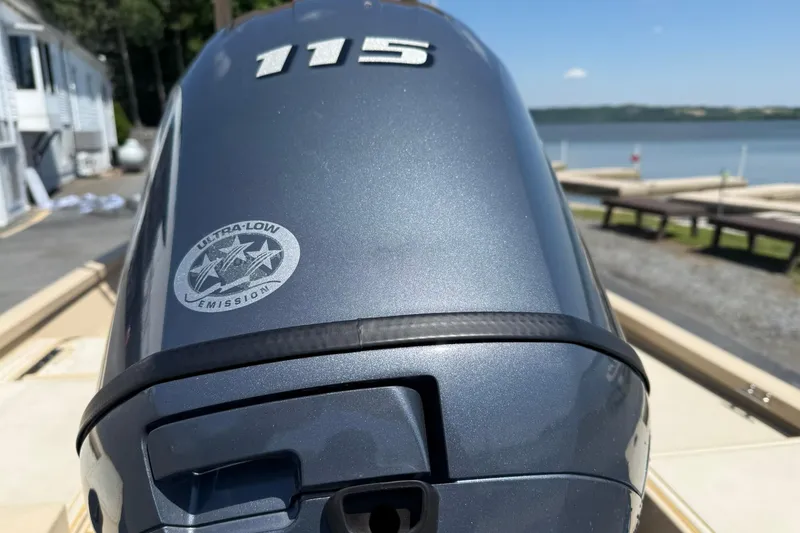 Slide: The Image of Outboard motor on 2022 G3 Bay 18 GX boat, featuring ultra-low emission technology. - 4